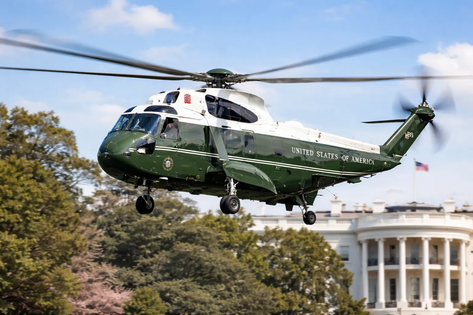 Helicopter in flight above a controlled aviation operation